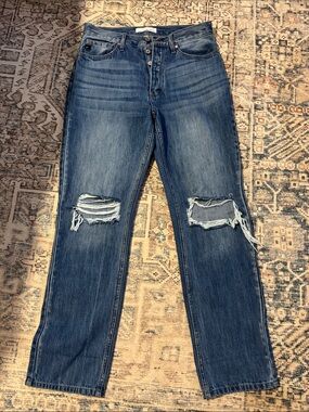 KanCan Distressed Boyfriend Jeans - Medium Blue